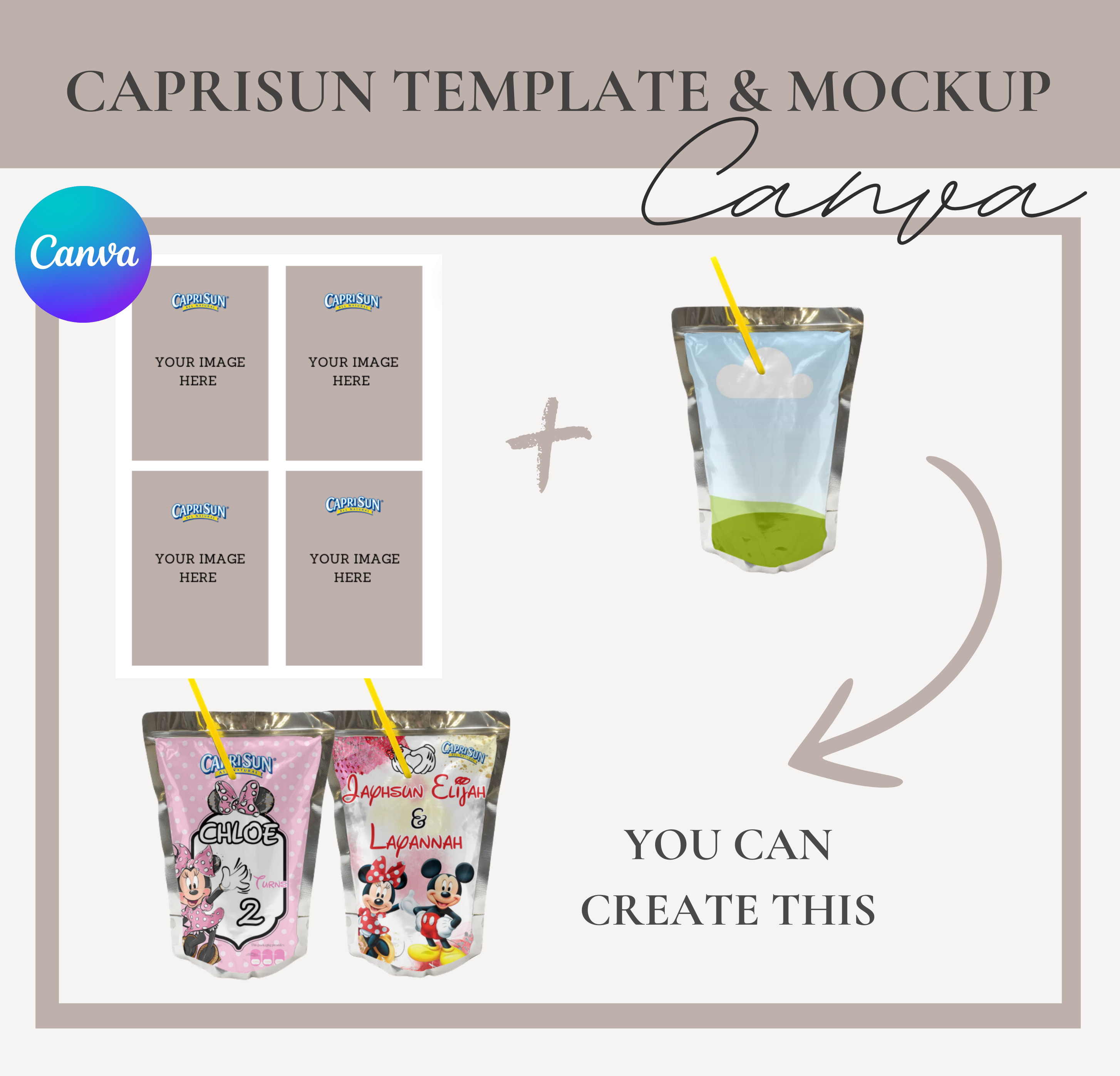 Capri Sun Labels Template & Mockup Canva