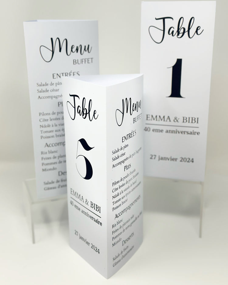 Triangular Table Number & Menu